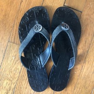 Black Tory Burch Flip Flops